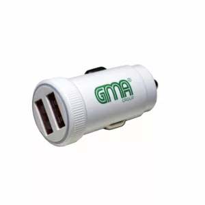 GMA Official image Car Charger Dual USB Wht Wht background